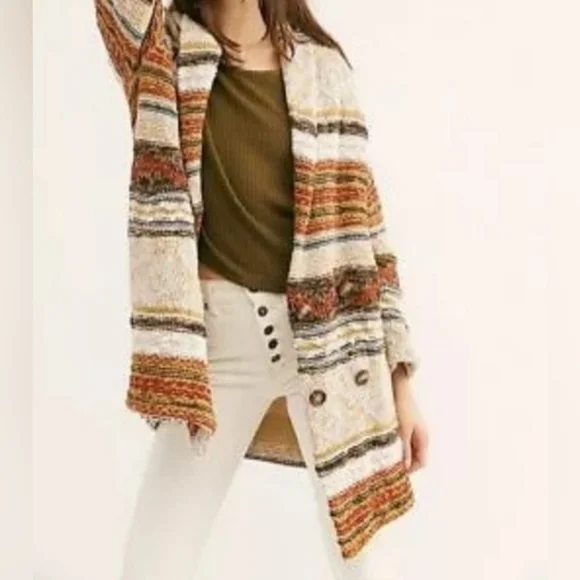 Free People Painted Desert Sweater Coat/Neutral - Picture 3 of 16